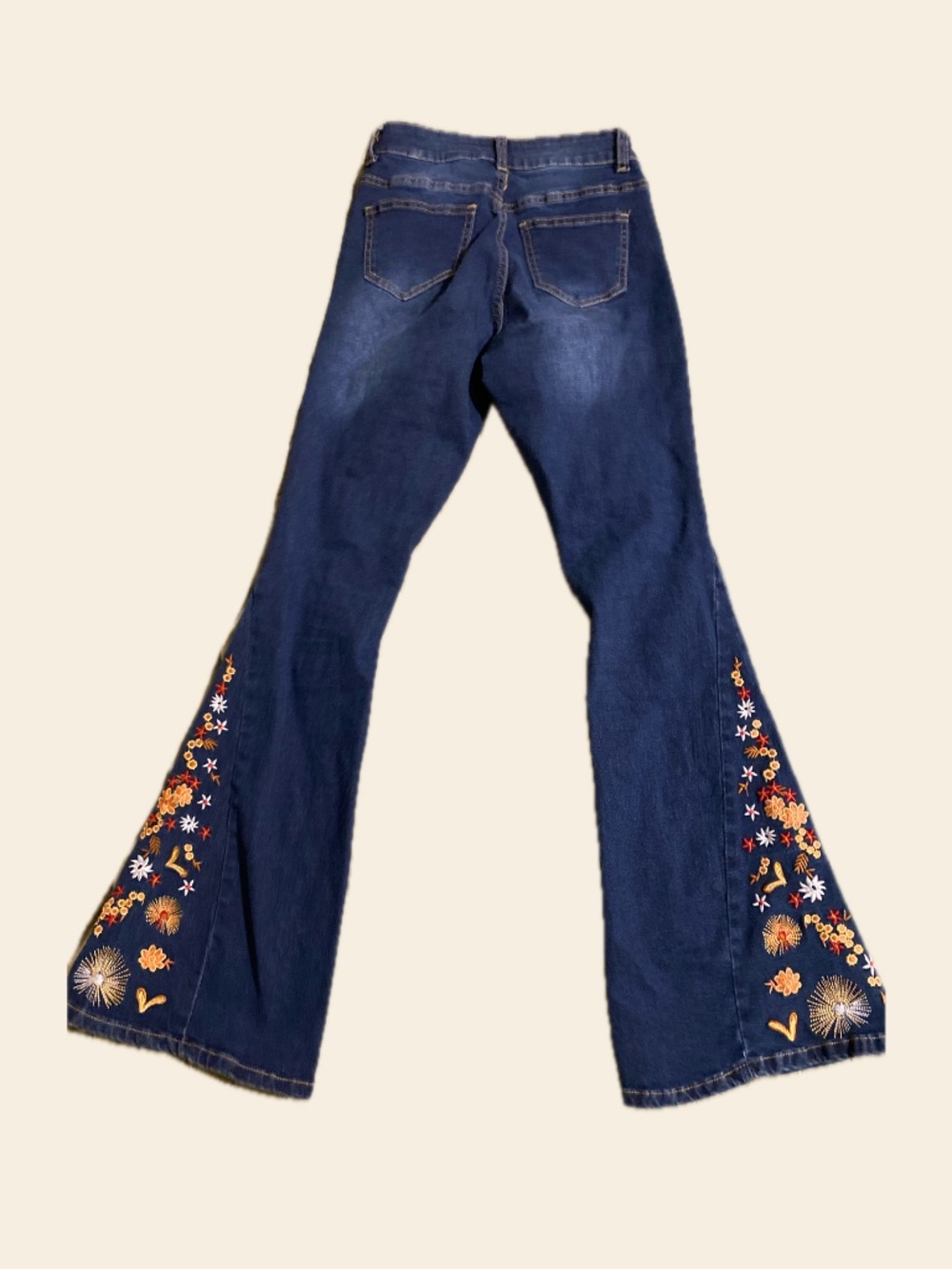 Embroidered Bamboo Flared Jeans